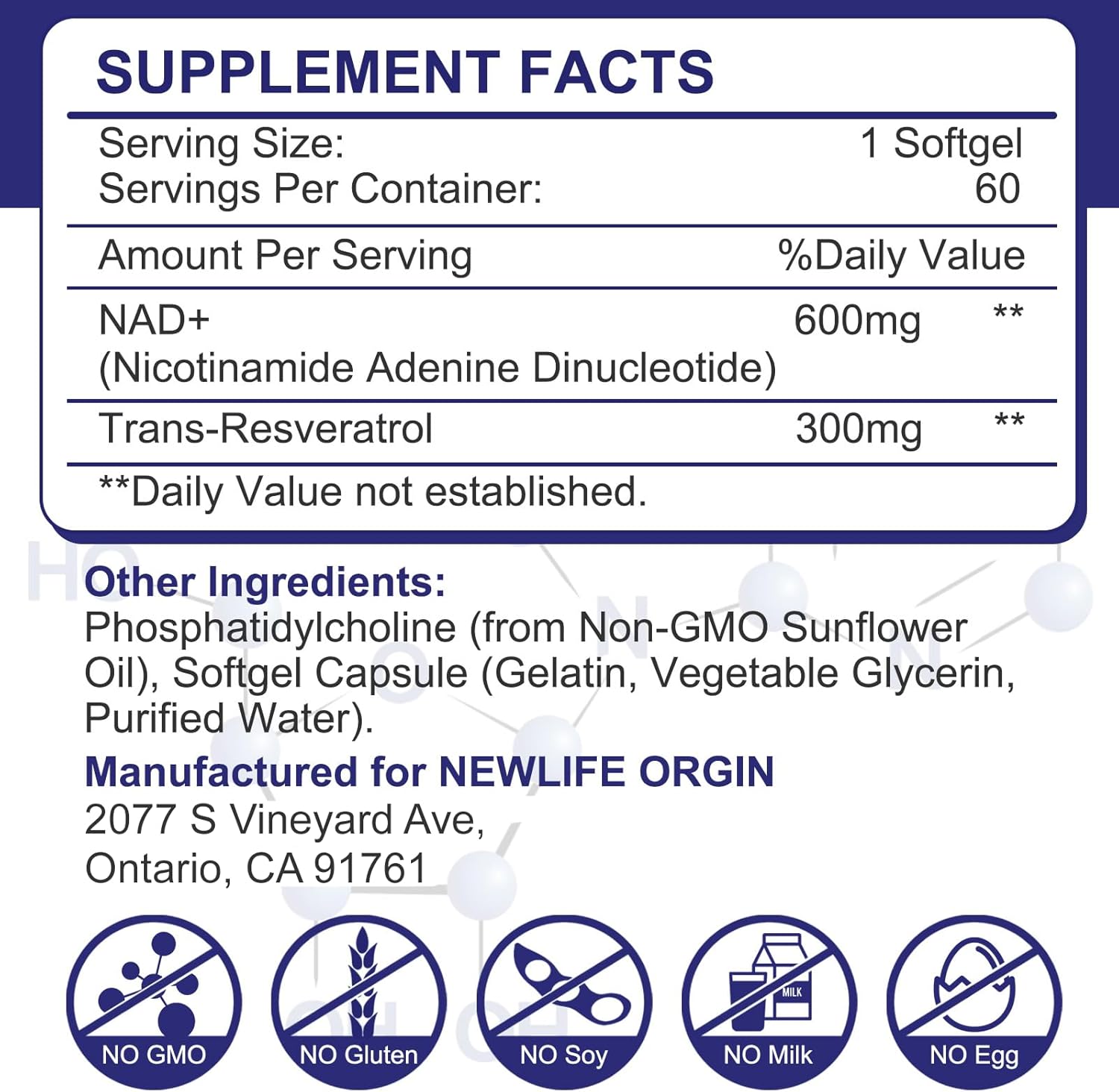 inGreens Liposomal NAD+ 900 mg Trans Resveratrol NMN Aging Defense, Energy, Longevity 60 Softgels - Galeri