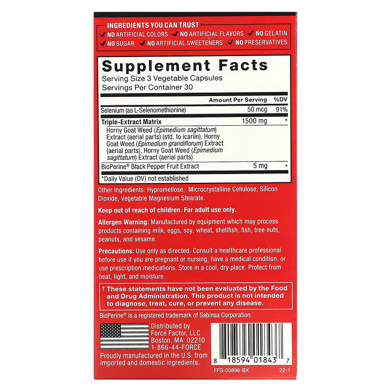 Force Factor Fundamentals Horny Goat Weed Max Maximize Libido 90 Vegetable Capsules - Galeri
