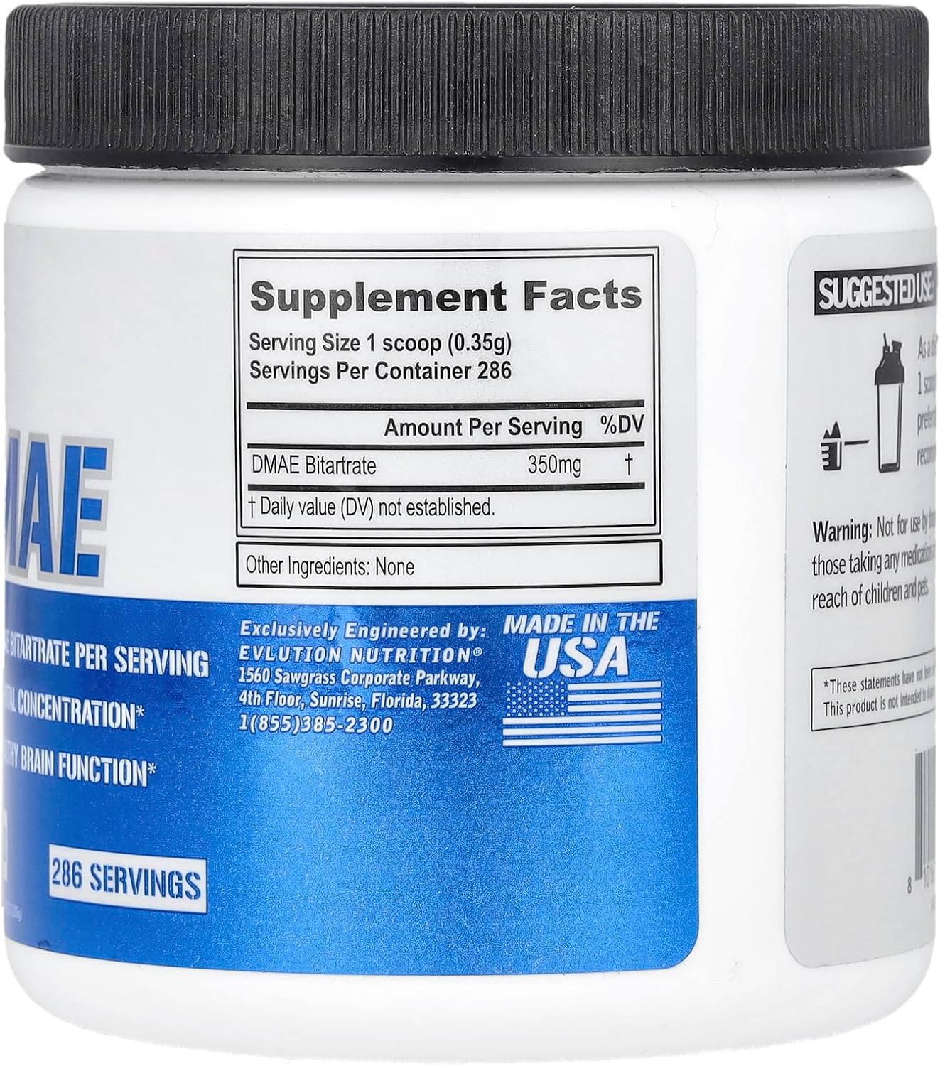 EVLution Nutrition DMAE Brain & Cognitive Mental Concentration Support 286 servis - Galeri