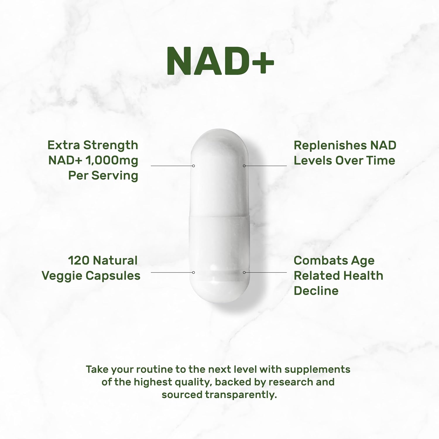Deal Supplement NAD+ Women & Men Promote Energy, Anti-Aging Cell Regeneration 1000mg 120 Veggie Caps - Galeri