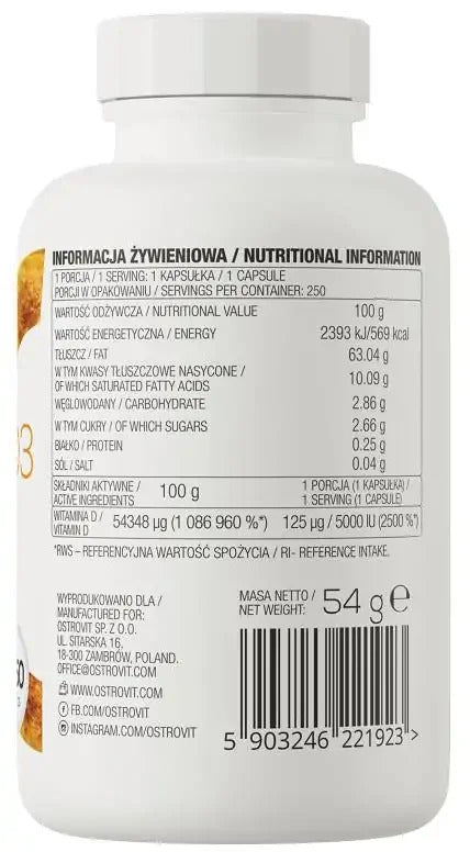 OstroVit Vitamin D3 5000IU - 250 Softgels - Galeri