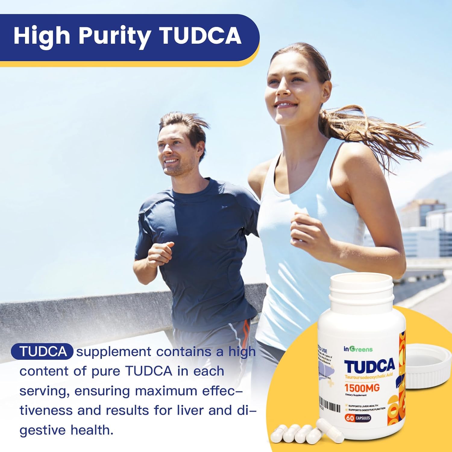 inGreens TUDCA High Pure Tauroursodeoxycholic Salts Liver Cleanse Detox and Repair 1500 mg 60 Caps - Galeri