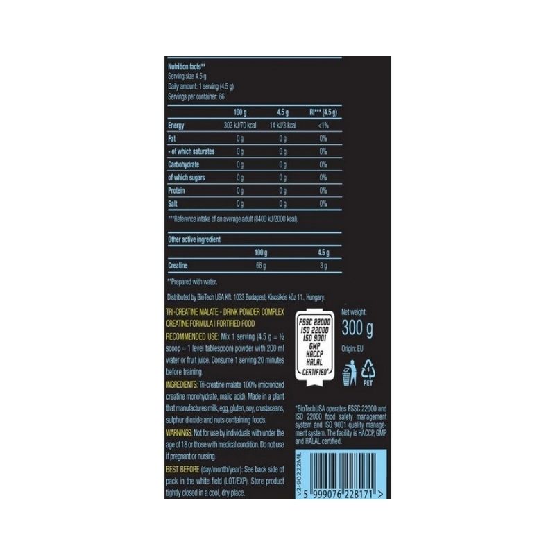 BiotechUSA Tri Creatine Malate 300g - Galeri