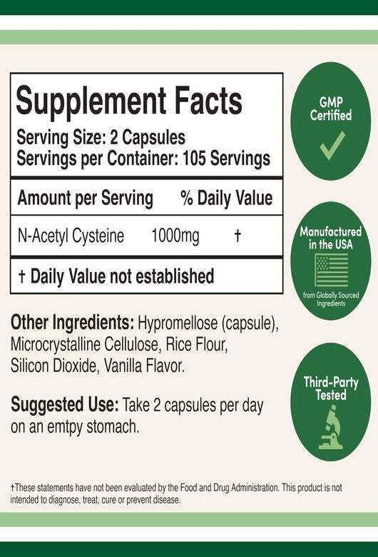 DOUBLE WOOD N-Acetyl Cysteine NAC 210  500 mg caps - Galeri
