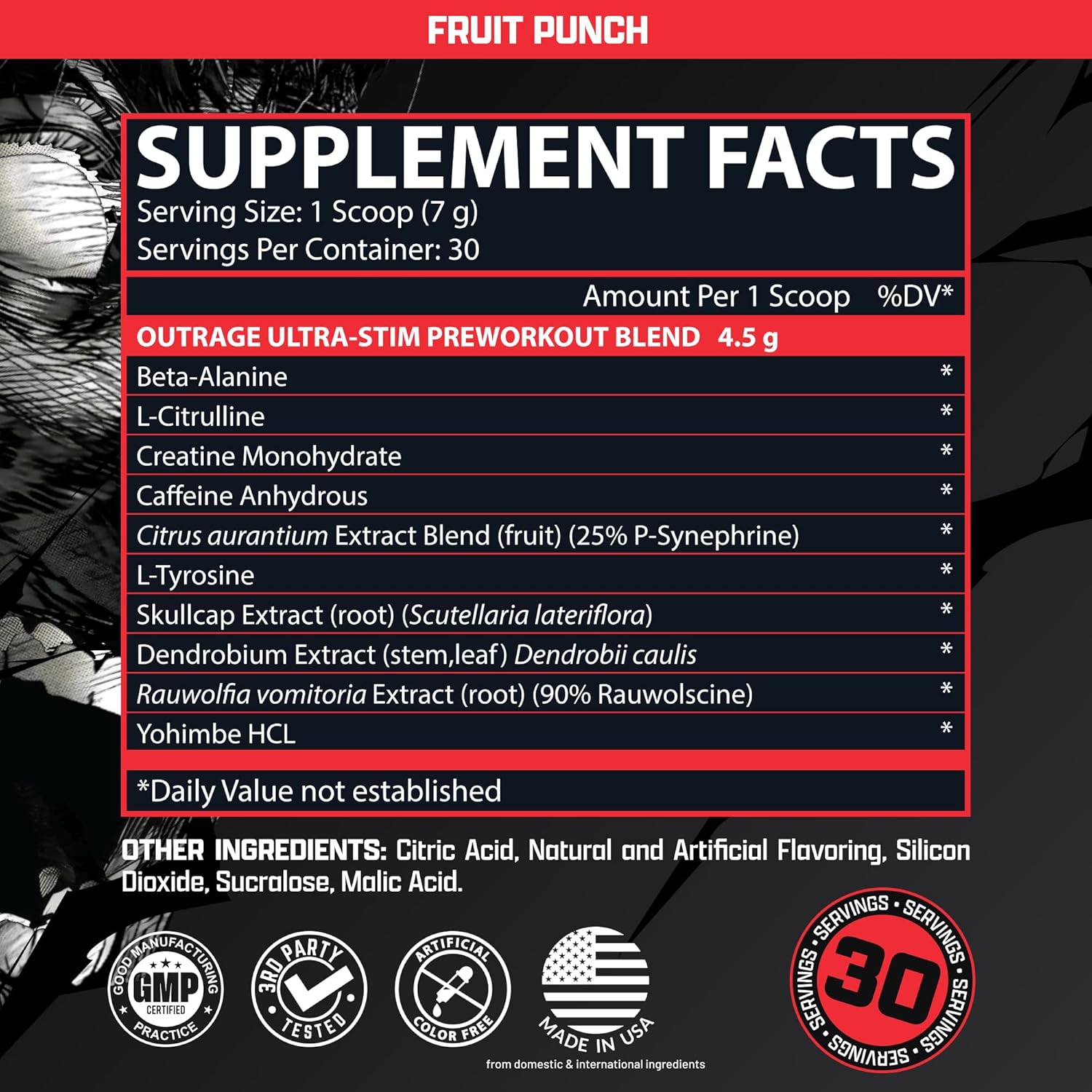 Nutrex Outrage Ultra HIGH STIM PreWorkout Caffeine L-Citrulline Beta-Alanine Creatine Energy Focus - Galeri
