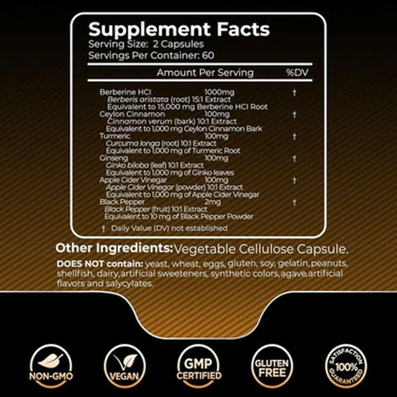 Wellnees Labs Liposomal Berberine + Ceylon Cinnamon+Turmeric + Ginseng + Ginkgo biloba 15,000mg – 120 - Galeri