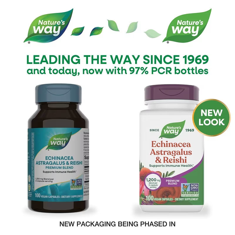 Nature's Way Echinacea Astragalus & Reishi Mushrooms 100 Vegan Capsules - Galeri