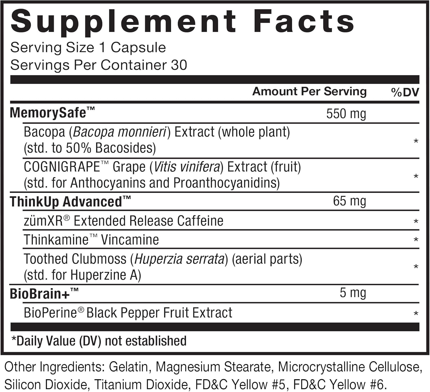 Force Factor Forebrain Nootropic Brain Memory Cognitive Bacopa and Huperzine A 30 Caps - Galeri