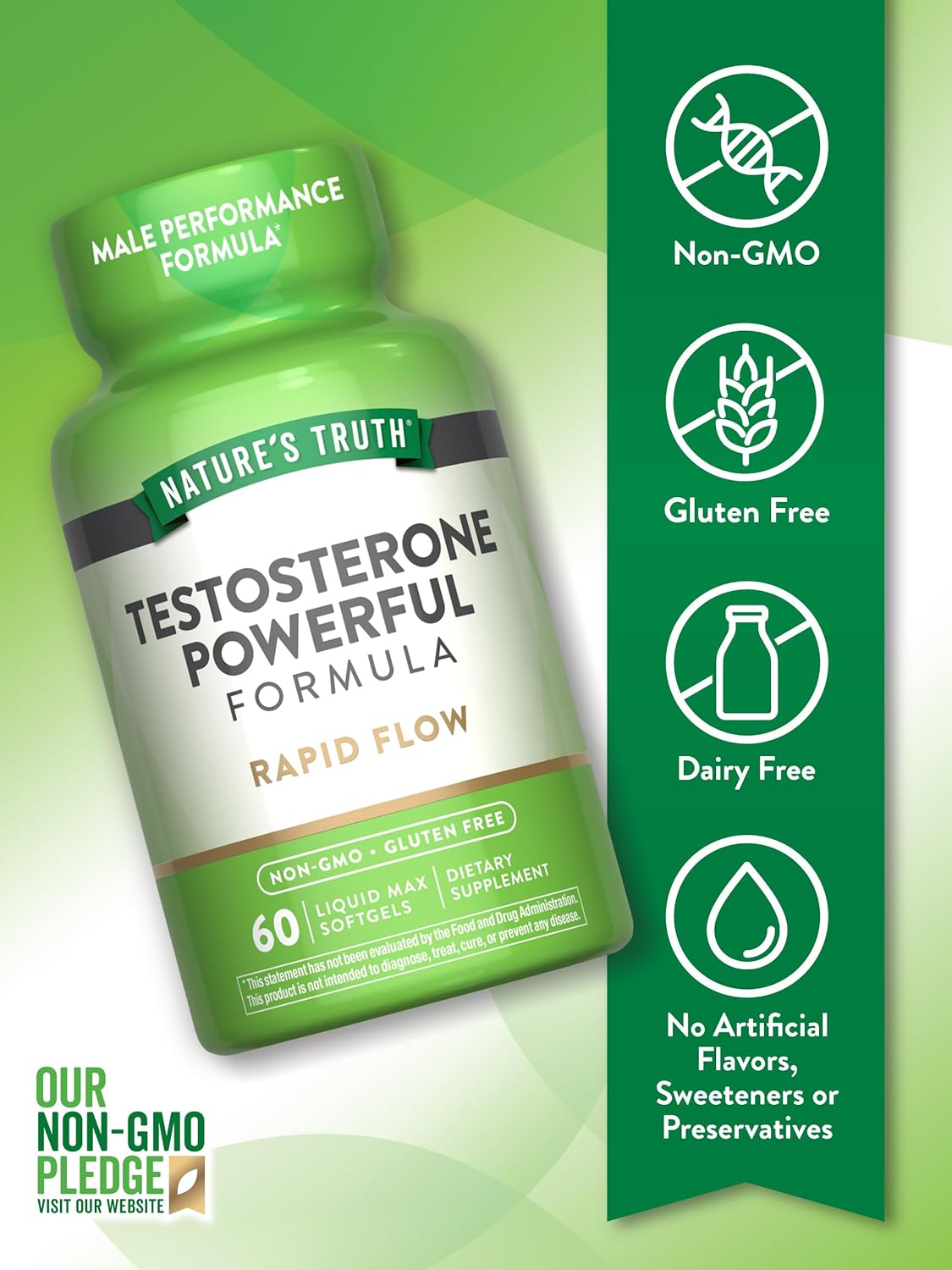 Nature's Truth, Testo Powerful Longjack Tongkat Ali+Tribulus+Fenugreek+Dım+İndole 60 Liquid Max Softgels - Galeri