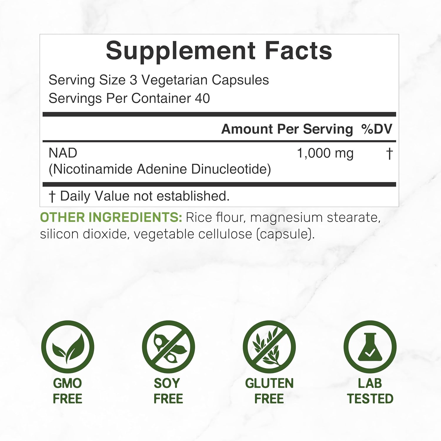 Deal Supplement NAD+ Women & Men Promote Energy, Anti-Aging Cell Regeneration 1000mg 120 Veggie Caps - Galeri