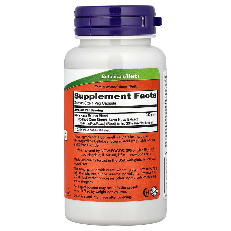 NOW Foods Kava Kava Sleep Stress Relaxation Extract 60 Veg Caps - Galeri