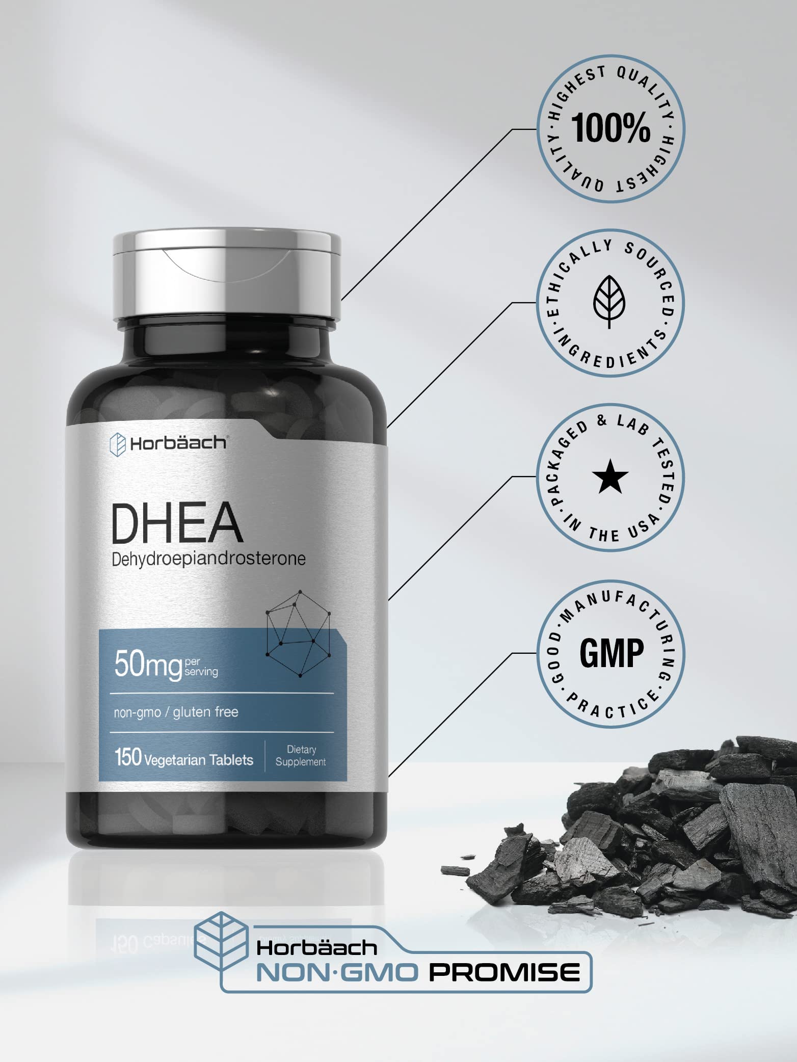 Horbaach DHEA 50mg per serving | 150 Tablets - Galeri