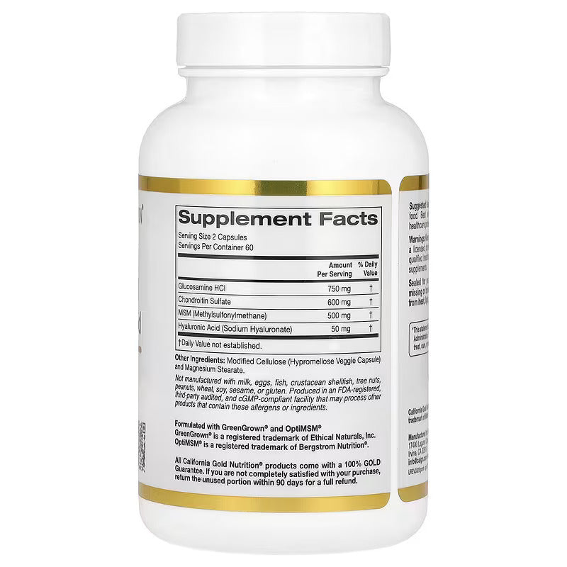California Gold Nutrition, Glucosamine Glukozamin Chondroitin, MSM plus Hyaluronic 120 Veggie Caps - Galeri