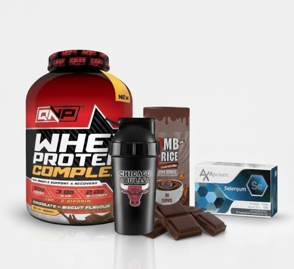 QNP Nutrition 2023 Gr Whey Çikolata Biscuit Aromalı + Selenyum Vitamin + Rice Cream + Shaker
