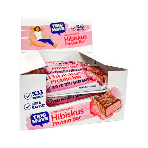 Trio Move Protein Bar 9 Adet X 50 Gr Sütlü Çikolatalı &amp; Hibiskus Protein Bar