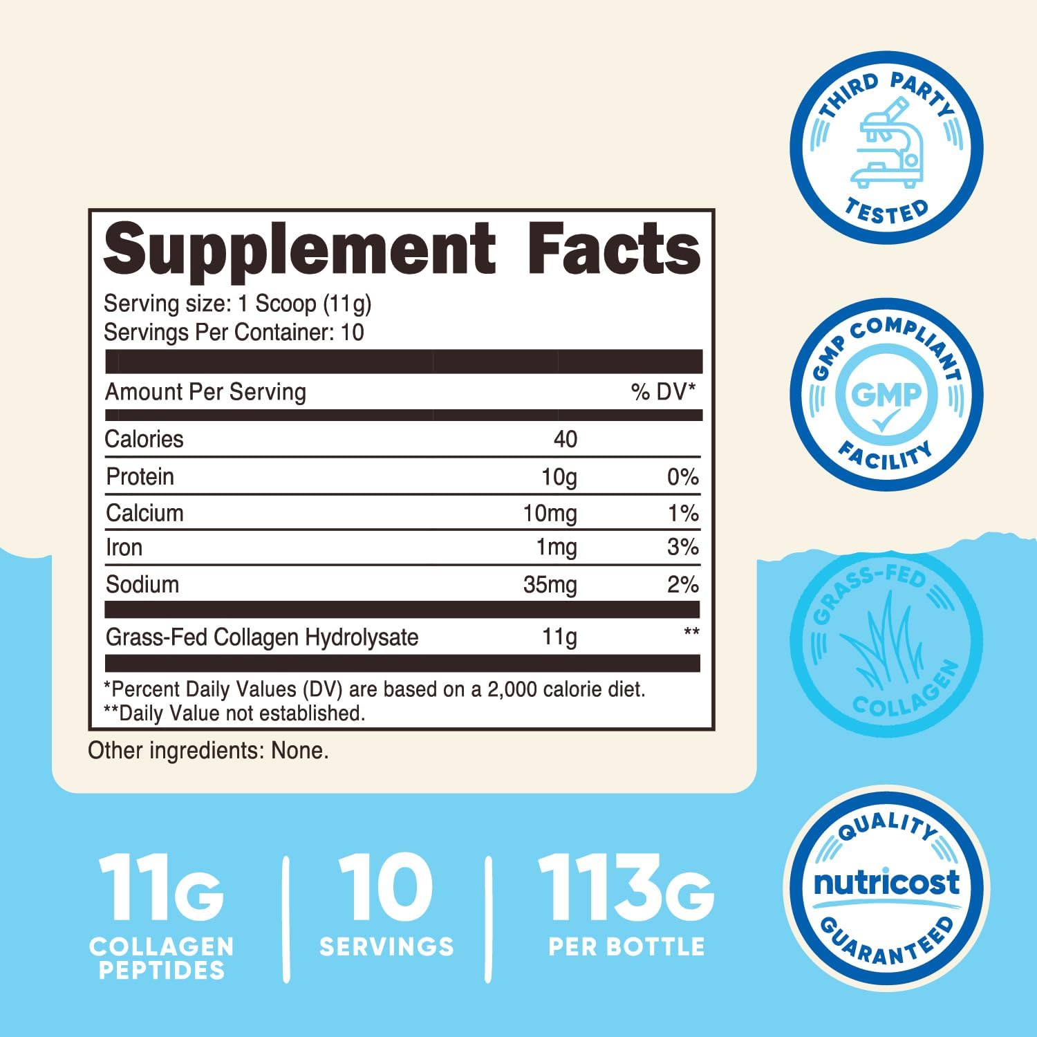 Nutricost Grass-Fed Collagen(Kolajen) Powder 4 oz (Unflavored) - Gluten Free and Non-GMO - Galeri