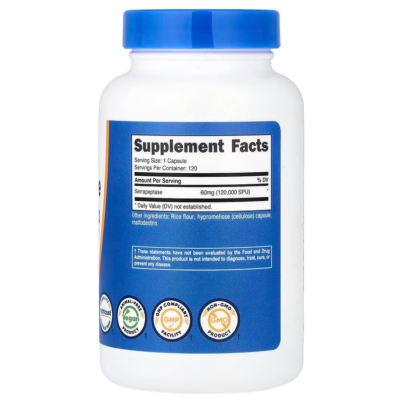 Nutricost Serrapeptase 60 mg 120,000 SPU 120 Capsules - Galeri