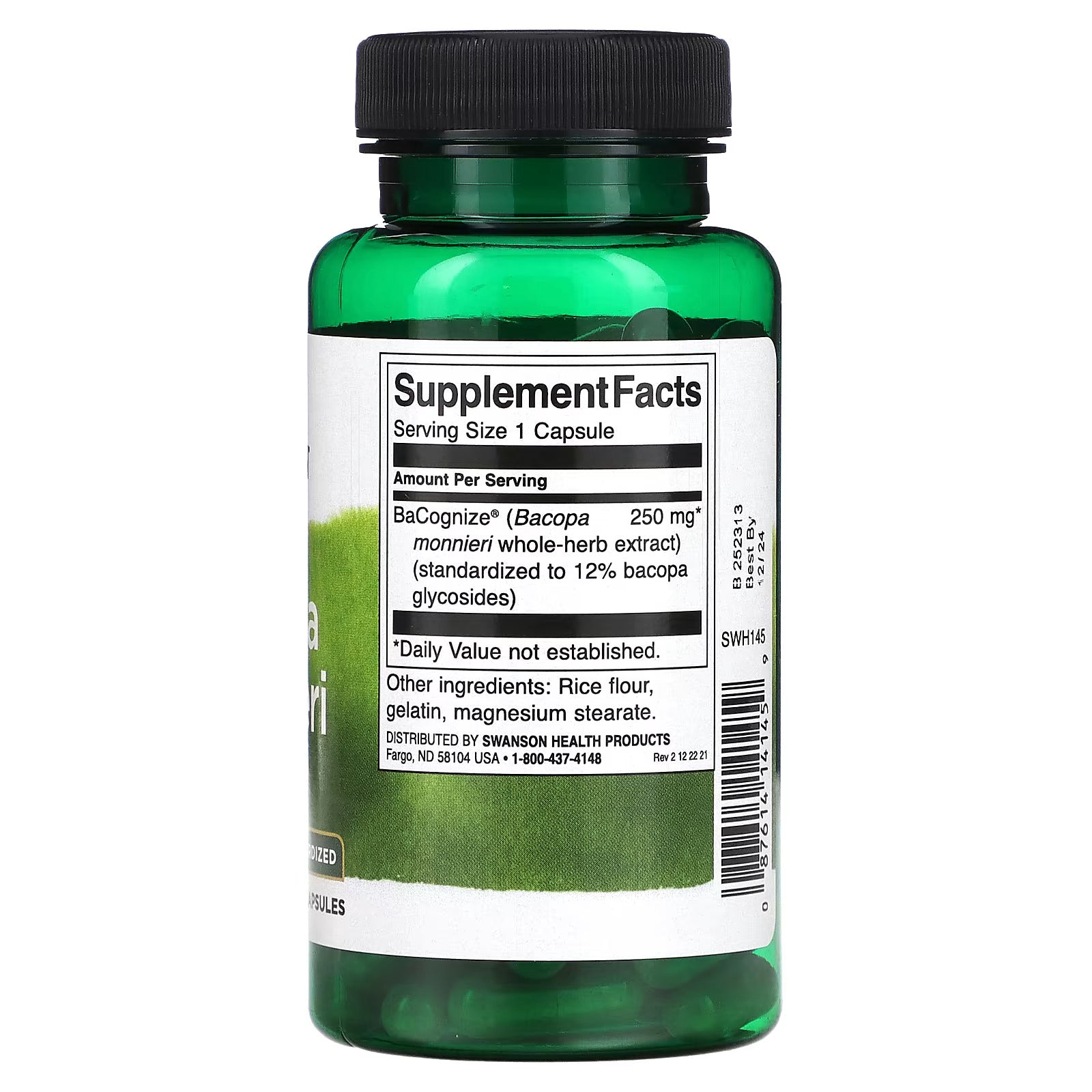 Swanson, Bacopa Monnieri, 250 mg, 90 Caps - Galeri