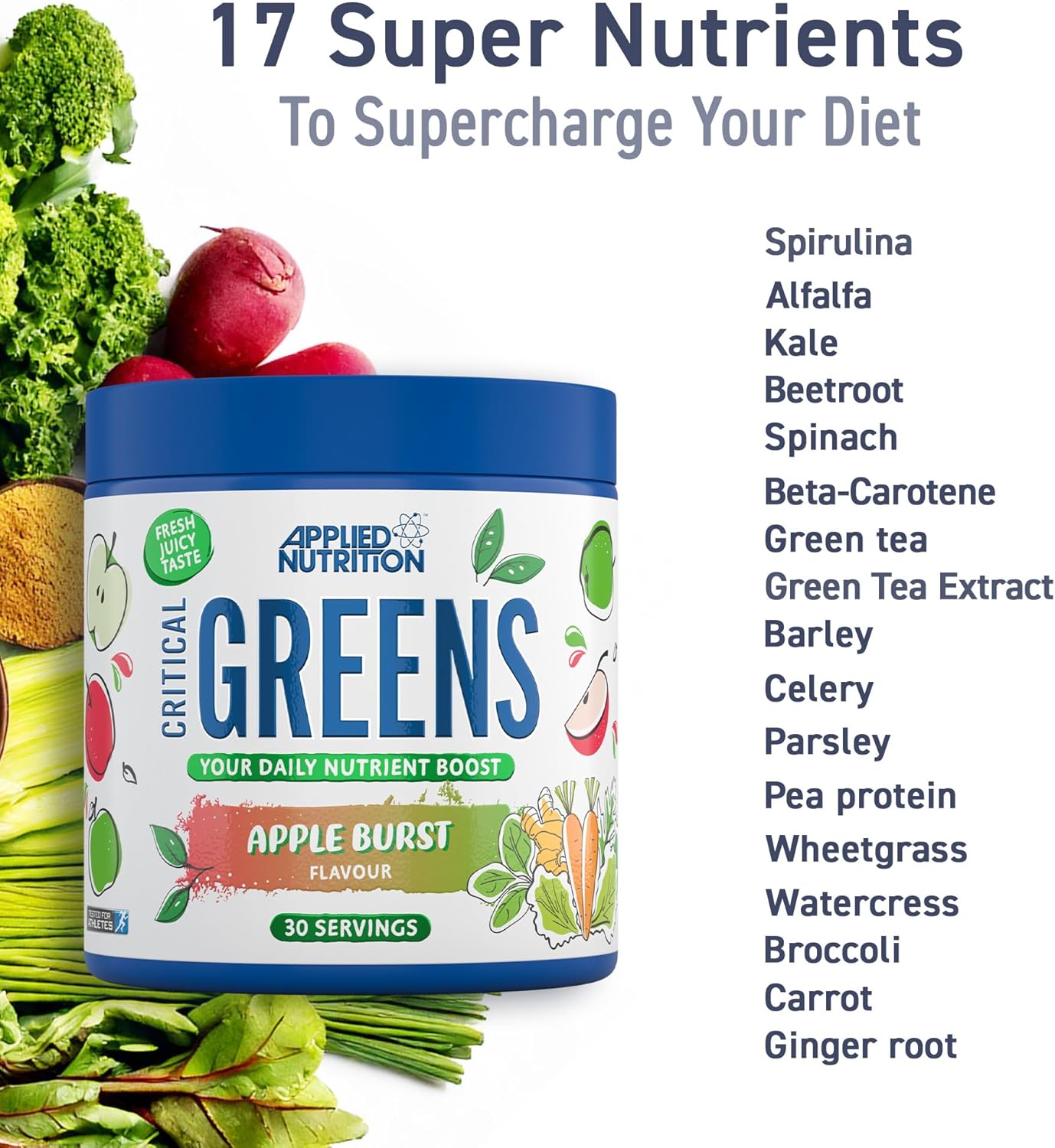 Applied Nutrition Critical Greens Superfood Blend for Gut Health Energy and Immune Support 30 Servis - Galeri