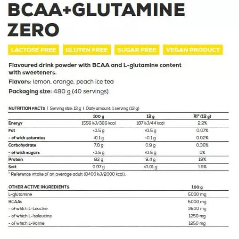 BIOTECH BCAA + Glutamine Zero - 480 g 40 Servis - Galeri