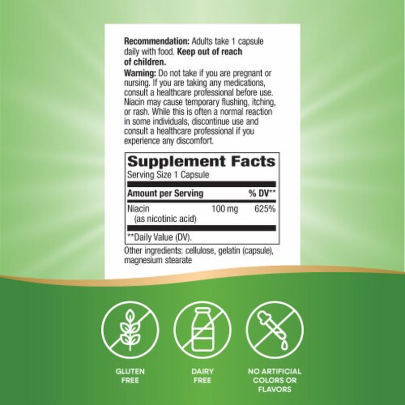 Nature's Way Niacin Flush Vitamin B3 100 mg 100 Caps - Galeri