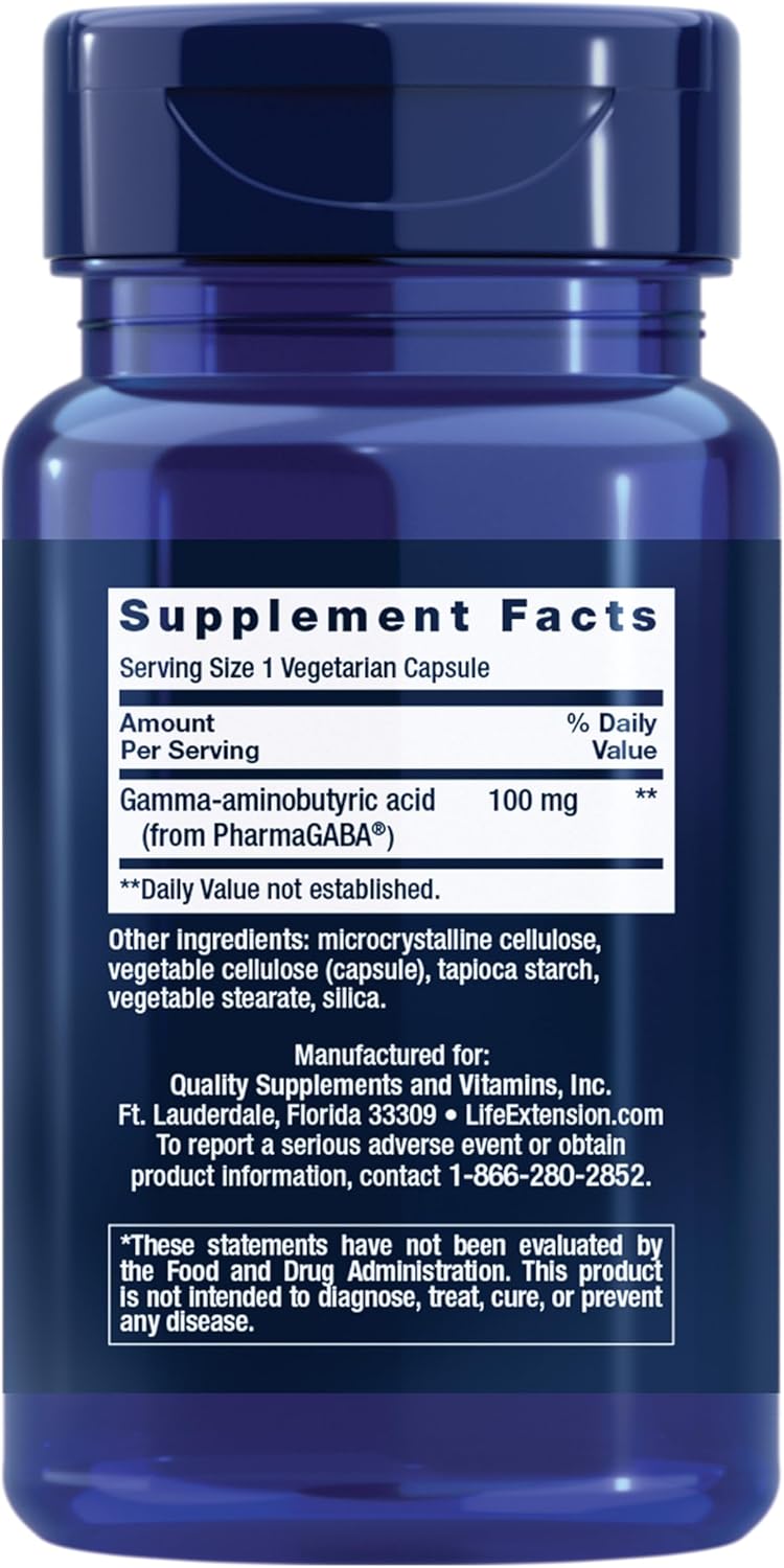 Life Extension GABA Stress Support Mood Support Sleep Relaxation 60 Caps - Galeri