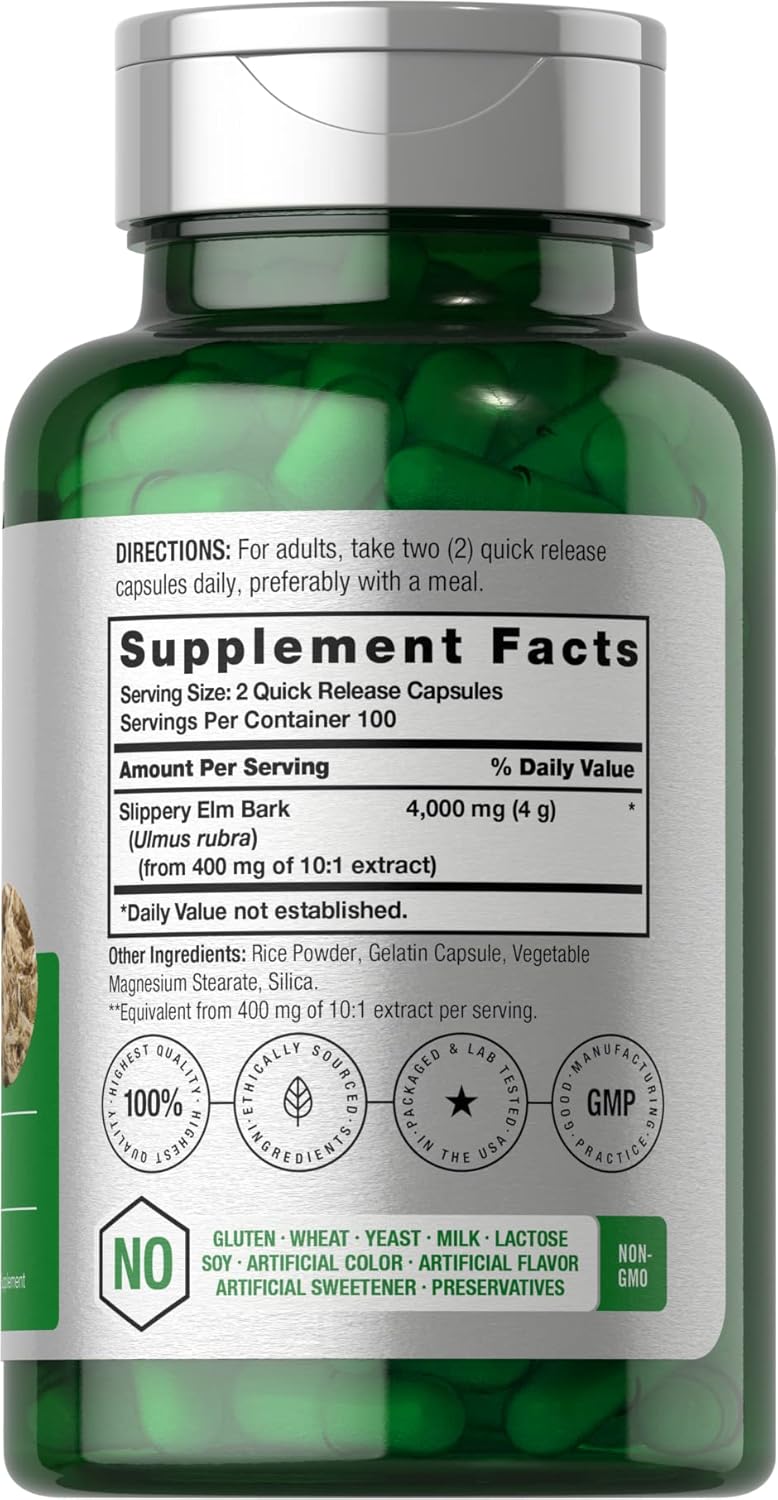 Horbäach Slippery Elm Bark 4000 mg 200 Caps - Galeri