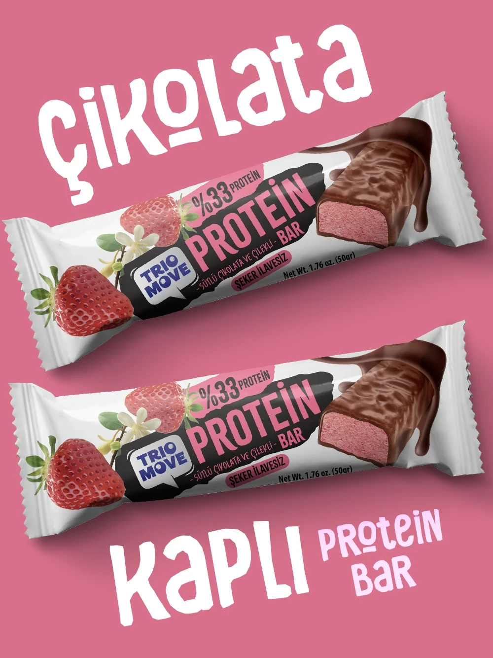 Trio Move Protein Bar 9 Adet X 50 Gr Çilekli Çikolata &amp; Vanilya - Galeri