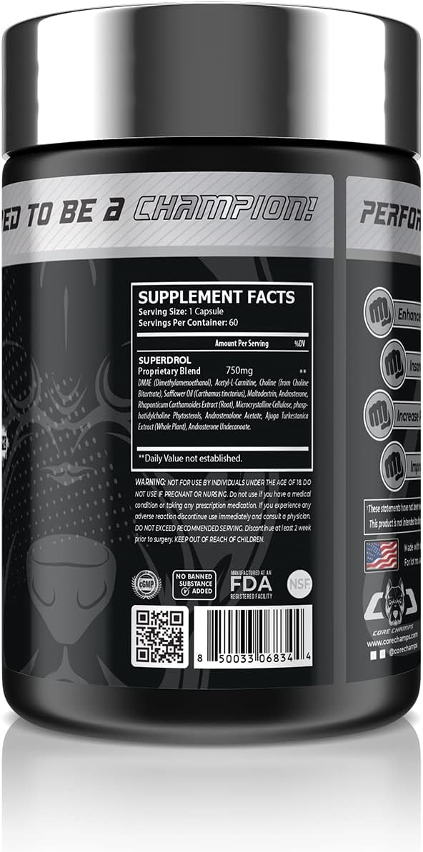 Core Champs Super Drol Choline Dmae , Acety L-Carnitine , Ajuga turkesteron 60 caps - By Kai Greene - Galeri