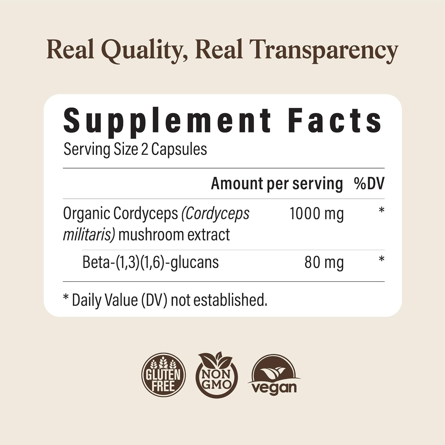 Real Mushrooms Organic Cordyceps Mushroom Powder 120 Caps - Galeri