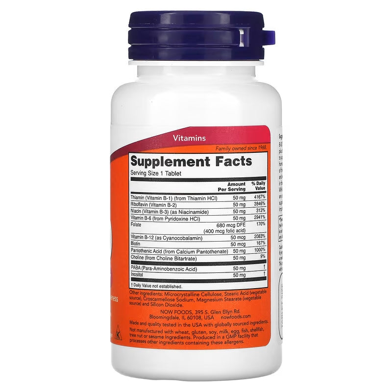 NOW Foods B-50 Choline İnositol Paba Nervous System Health 100 Tablet - Galeri