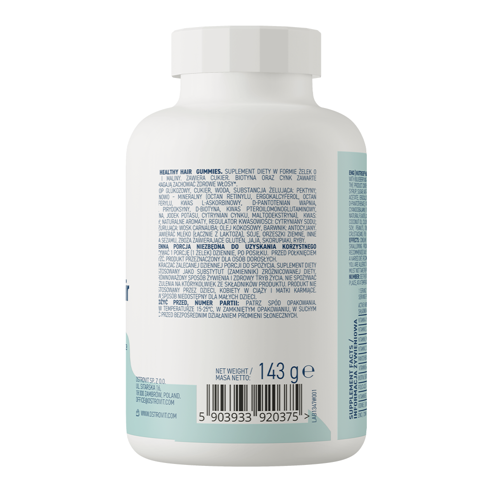 OstroVit NUTRISIE® Healthy Hair Biotin + Folic acid + B12 Gummies 60 pieces blueberry-raspberry - Galeri