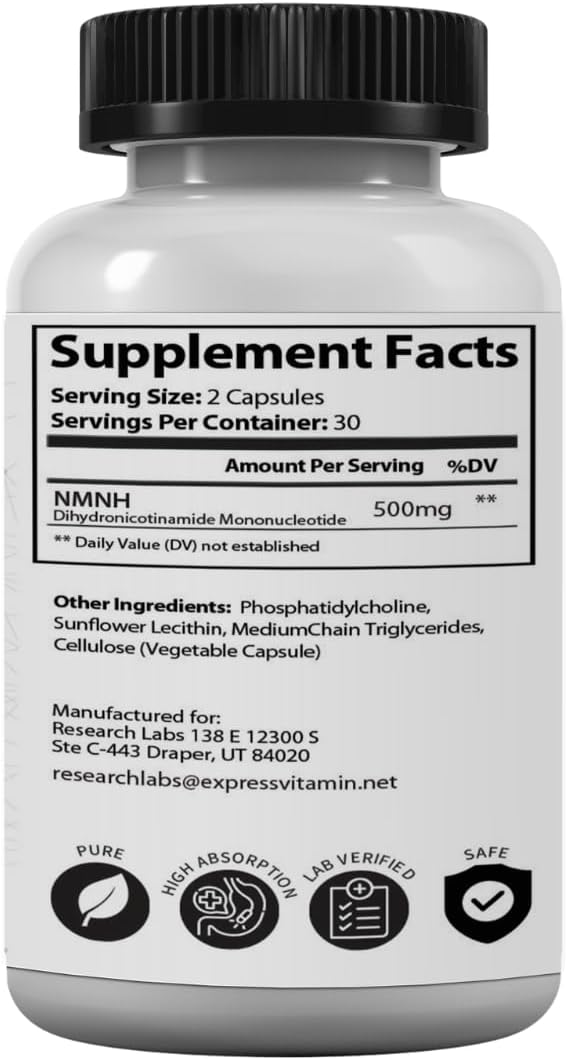 Research Labs Liposomal NMNH (NMN Supplement Alternative) (Dihydronicotinamide Mononucleotide) NAD Supplement to Boost NAD+ Levels for Anti Aging - Galeri