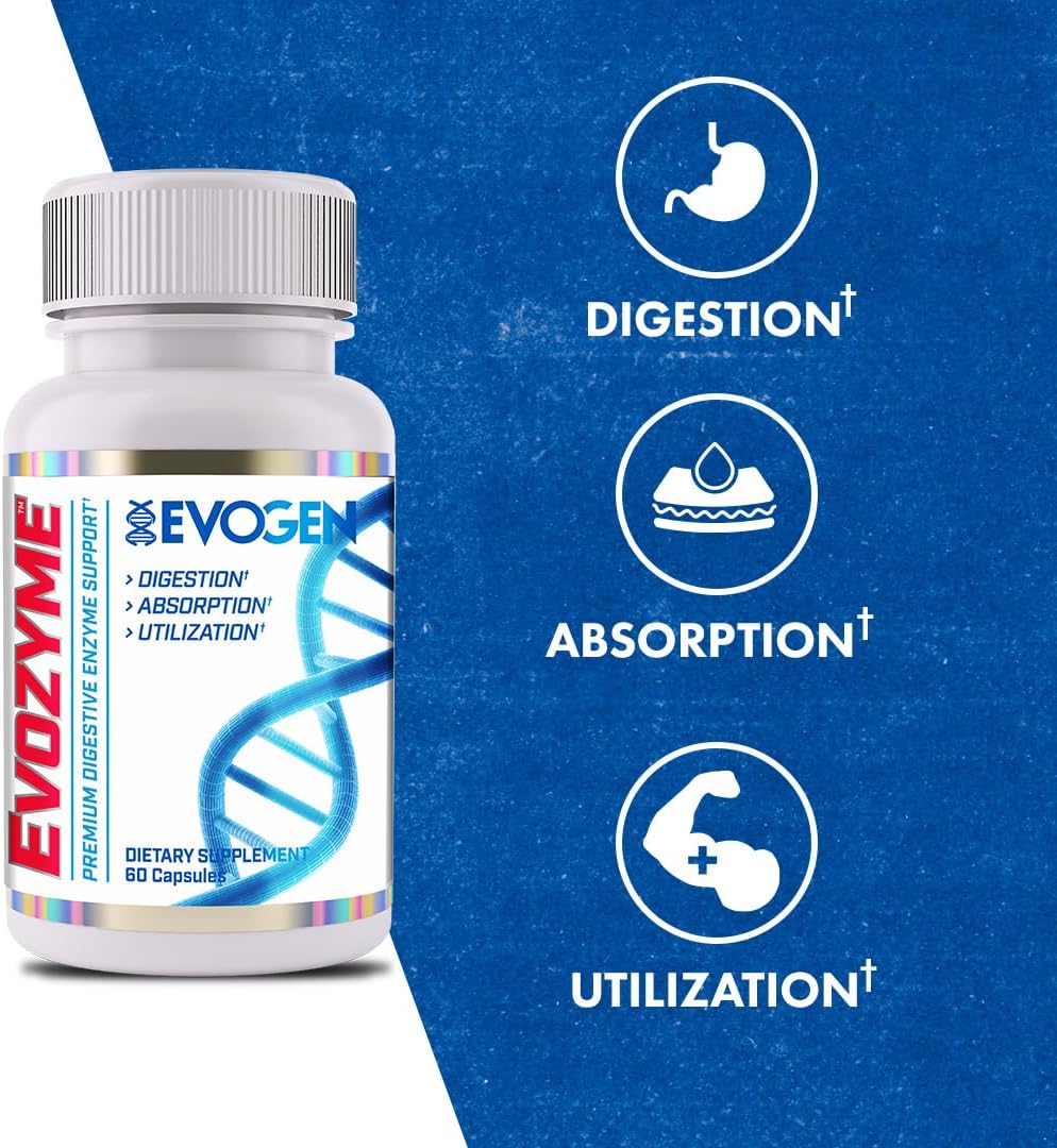 Evogen Evozyme Digestive Enzymes Enzymes Digestion Absorption Nutrient Utilization Support 60 Caps - Galeri