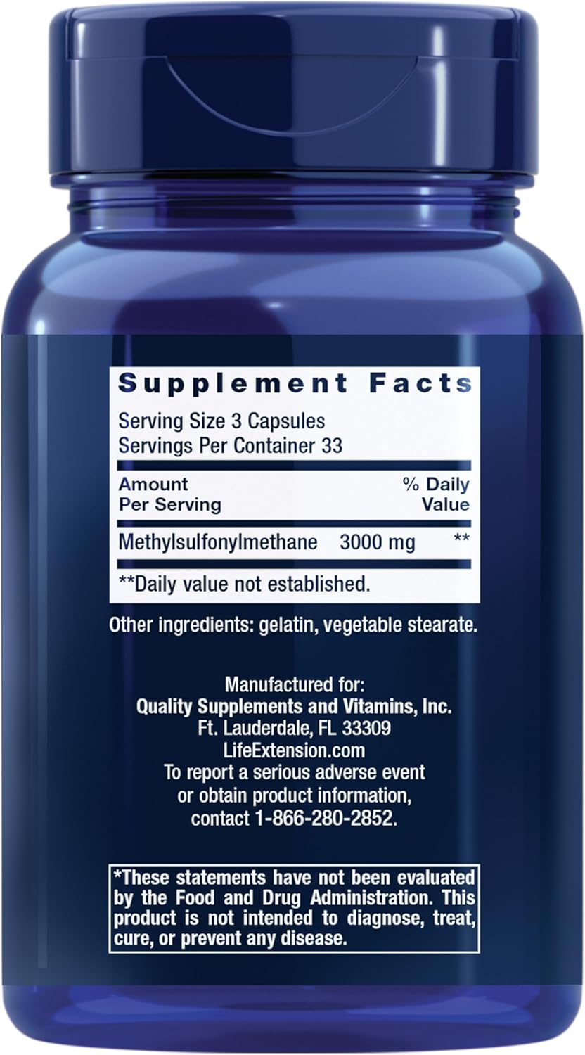 Life Extension MSM 1000 mg methylsulfonylmethane Joints antioxidant Support 100 Caps - Galeri