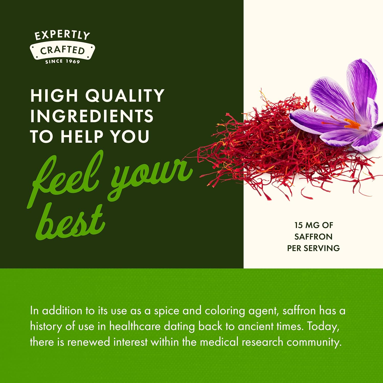 Swanson Full Spectrum Saffron Safran Whole Ground Stigmas Mood Support & Stress Management 60 Caps - Galeri
