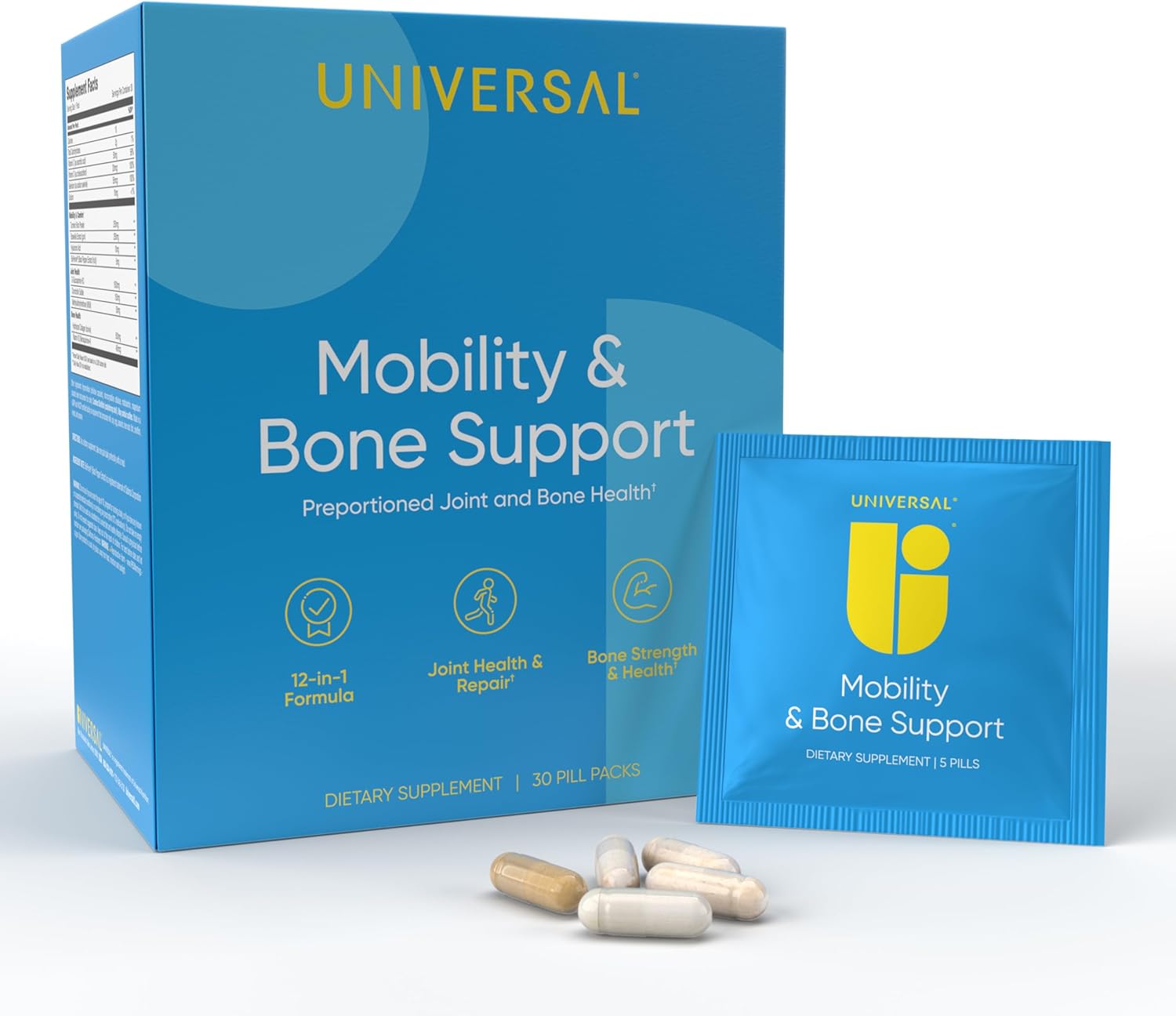 Universal U Mobility & Bone Joint & Cartilage Multivitamin Collagen Turmeric Glucosamine Chondroitin MSM 30 Packs
