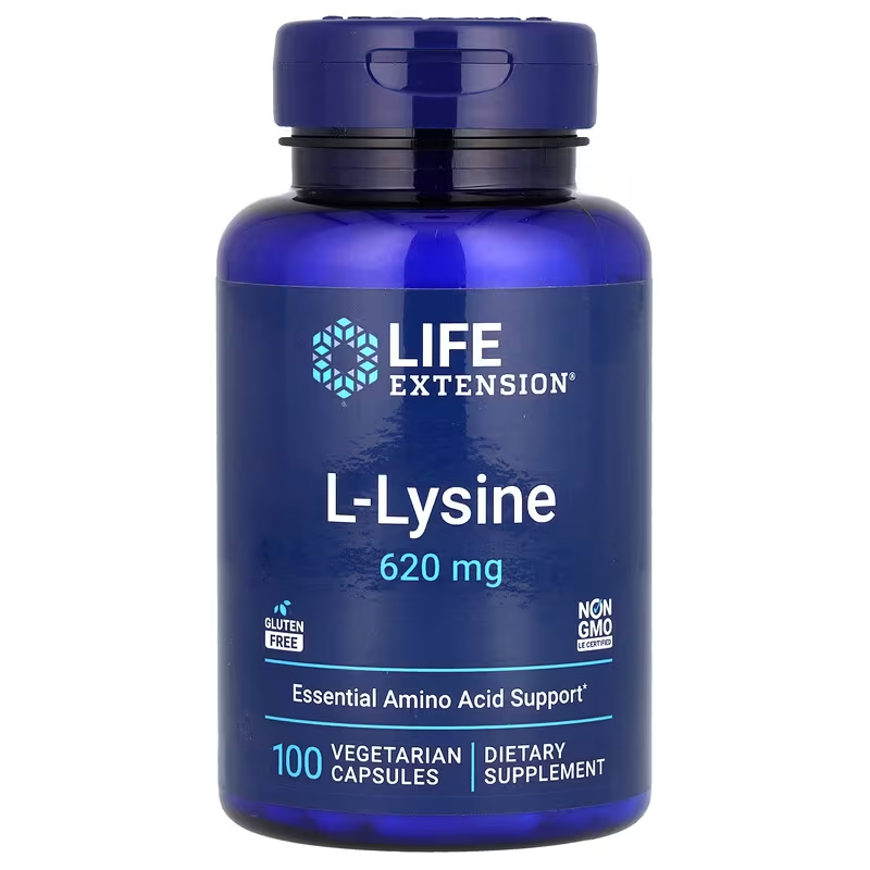 Life Extension L-Lysine Lizin 620 mg 100 Vegetarian Capsules