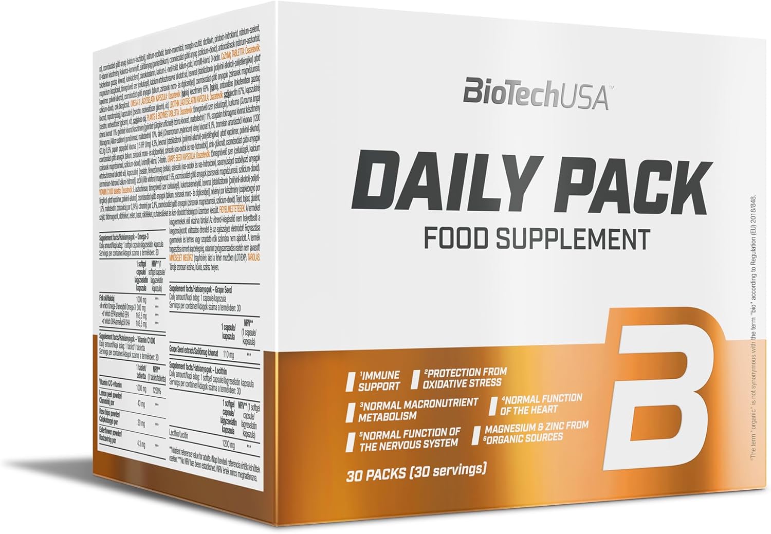 BioTechUSA Daily Pack Full-range multivitamin with minerals Coenzyme Q10 grape seed Omega lecithin 30 Pack
