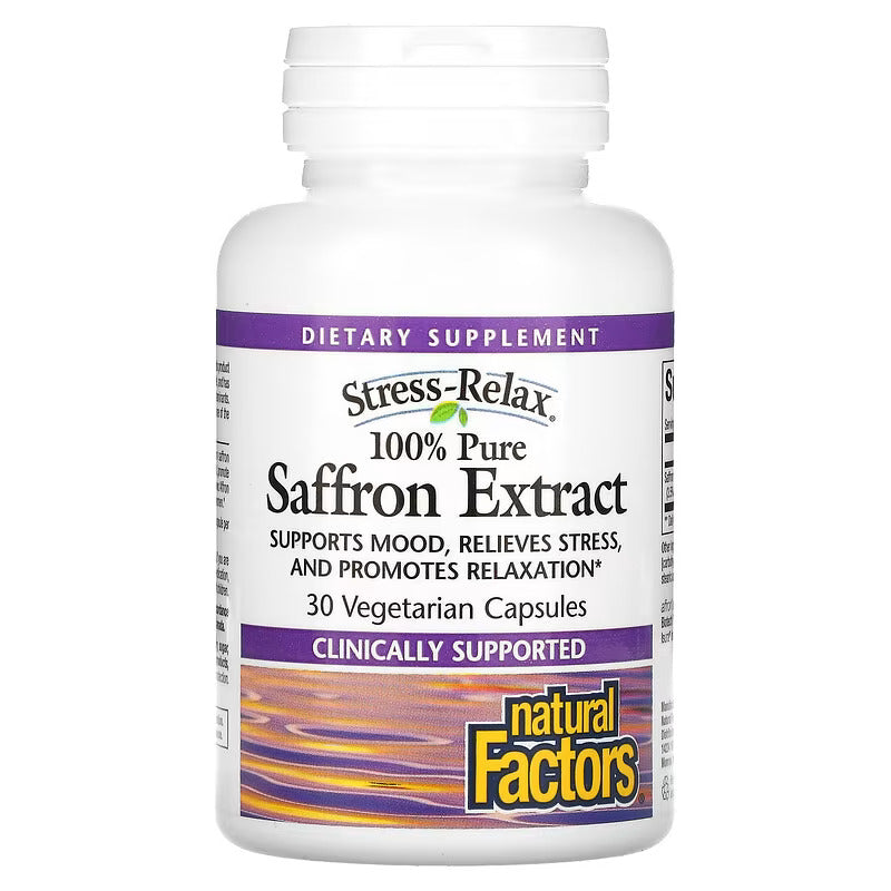 Natural Factors Stress-Relax 100% Pure Saffron Brain & Cognitive Supports Mood 30 Vegetarian Caps