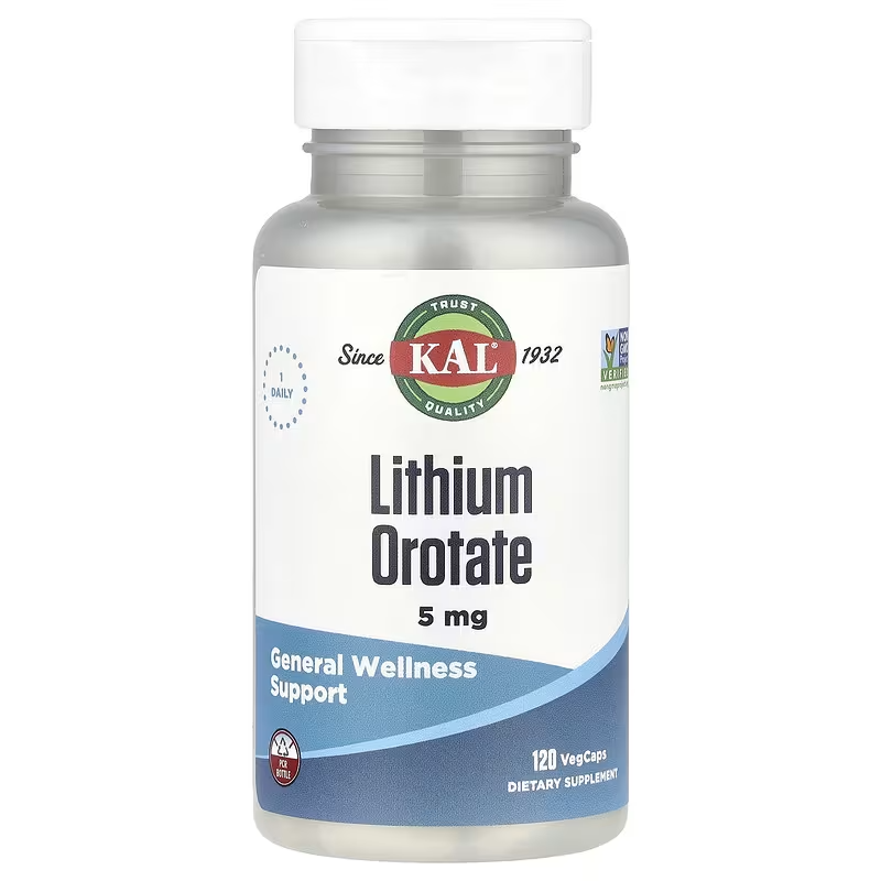 KAL Lithium Orotate Brain & Cognitive Mood Support 5 mg 120 VegCaps