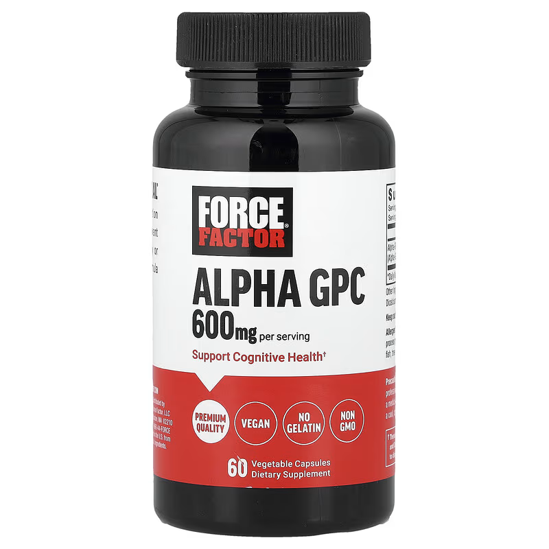 Force Factor Alpha GPC Brain Cognitive for Memory and Focus Mood with 600mg 60 Caps
