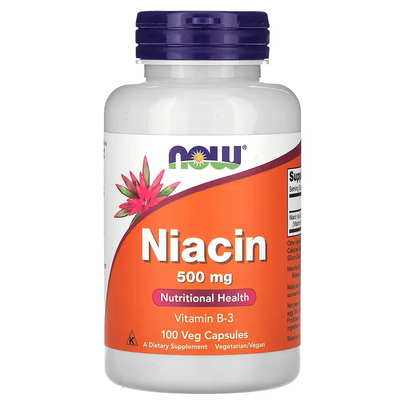 NOW Foods Vitamin B3 Niacin Flush 500 mg 100 Veg Caps