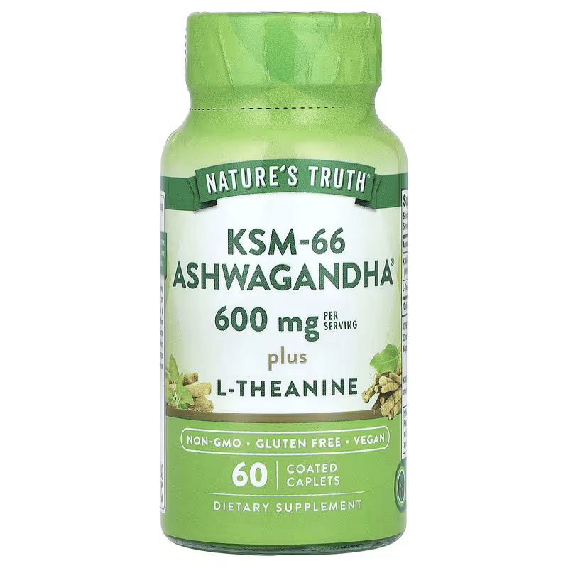 Nature's Truth KSM66 Ashwagandha Plus L-Theanine 60 Coated Caplets