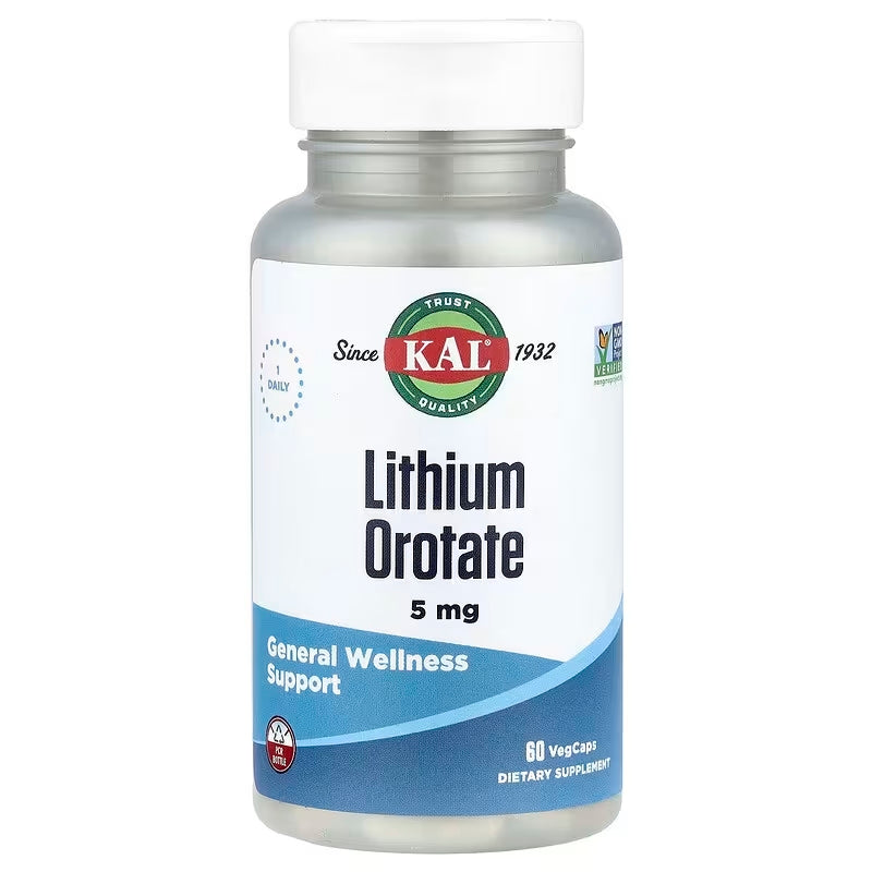 KAL Lithium Orotate 5mg General Wellness Support 60 VegCaps