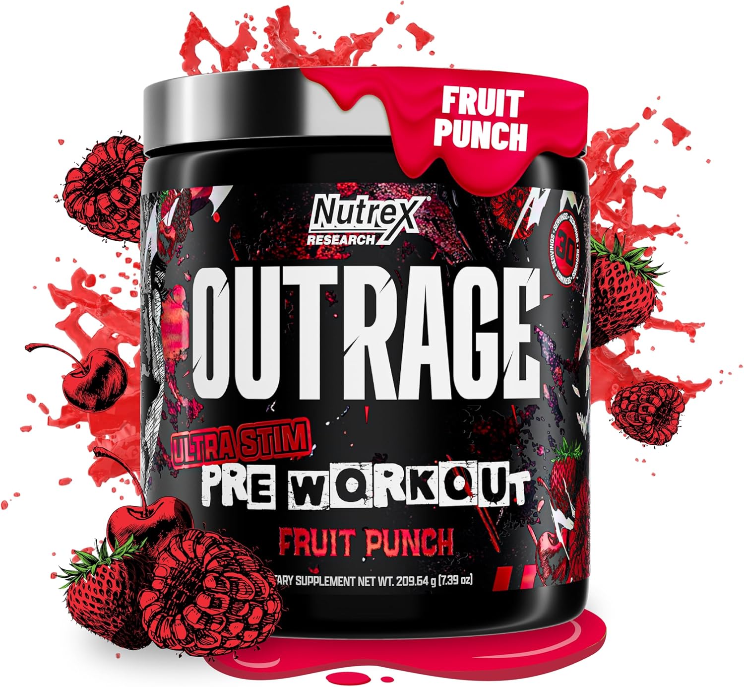 Nutrex Outrage Ultra HIGH STIM PreWorkout Caffeine L-Citrulline Beta-Alanine Creatine Energy Focus