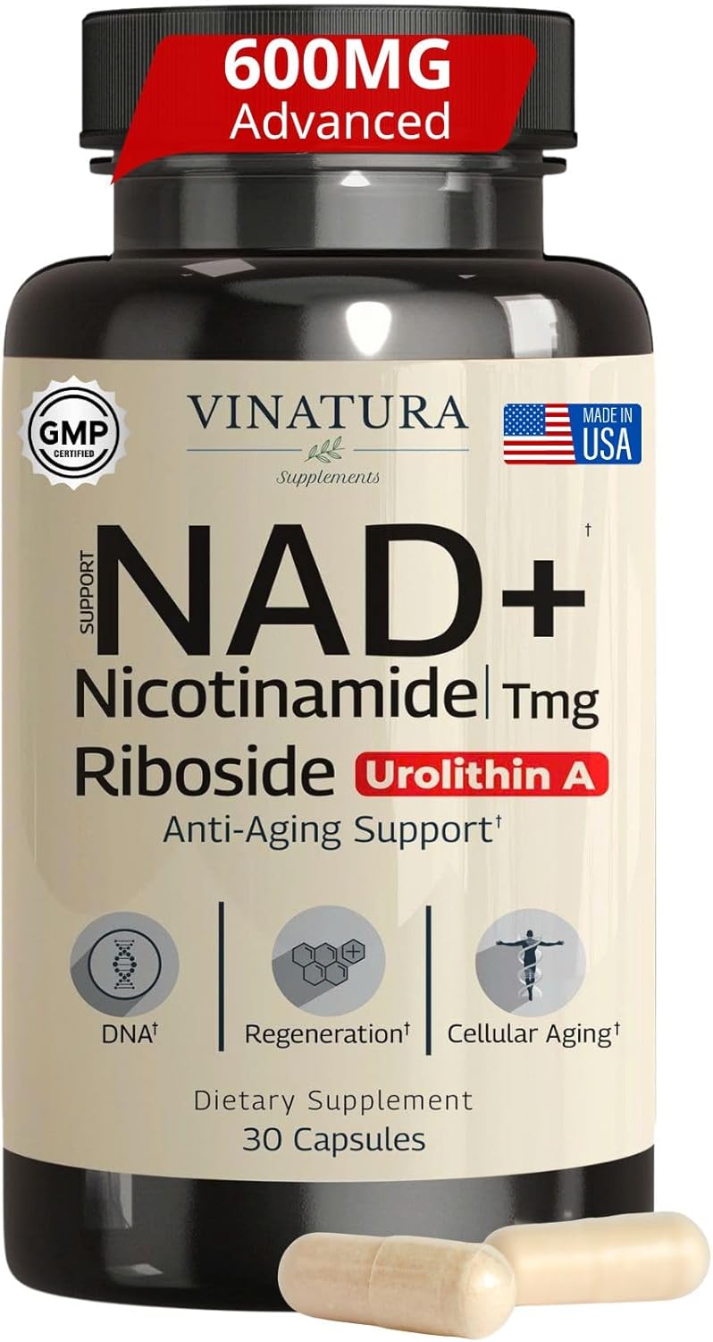 VINATURA NAD+ Nicotinamide Riboside Trans-Resveratrol TMG and Urolithin A Betaine 30 Vegan Caps