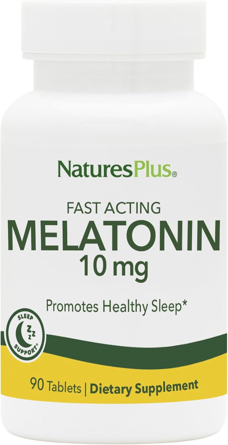 NaturesPlus Melatonin 10 mg - 90 Fast-Acting Tablets - Vegan, Gluten Free - 90 Servings
