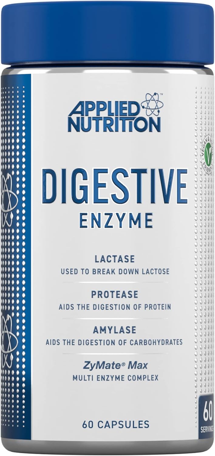 Applied Nutrition Digestive Enzyme Lactase Protease Amylase Aids Digestion Flatulence Control 60
