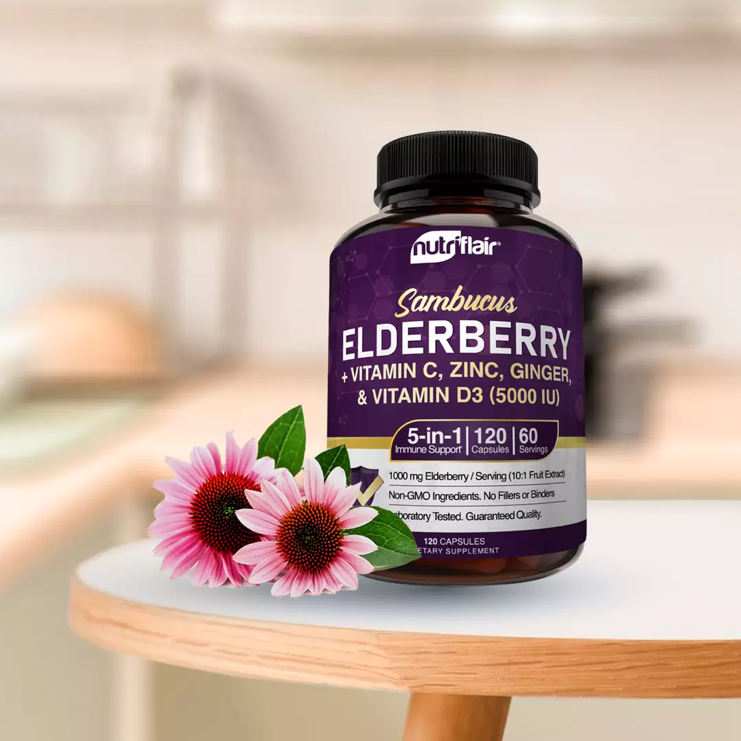 NutriFlair ELDERBERRY WITH VITAMIN C ZINC & VITAMIN D3 120 CAPS